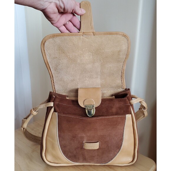 60s/ 70 Leather & Suede Shoulder Handbag Top Flap Purse Artisan Crafted OOAK Vtg - Picture 6 of 16